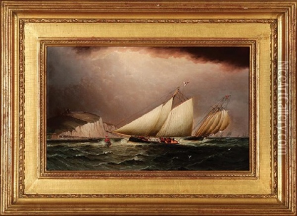 Ships Off The Coast Of Dover Oil Painting - James Edward Buttersworth