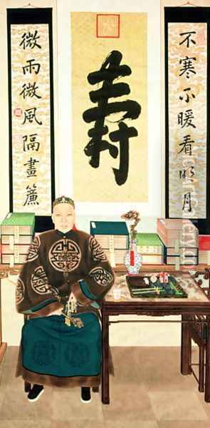 Portrait of Li-Lieu Ying, Empress Tzu-Hsi's Great Eunuch Oil Painting - Anonymous Artist