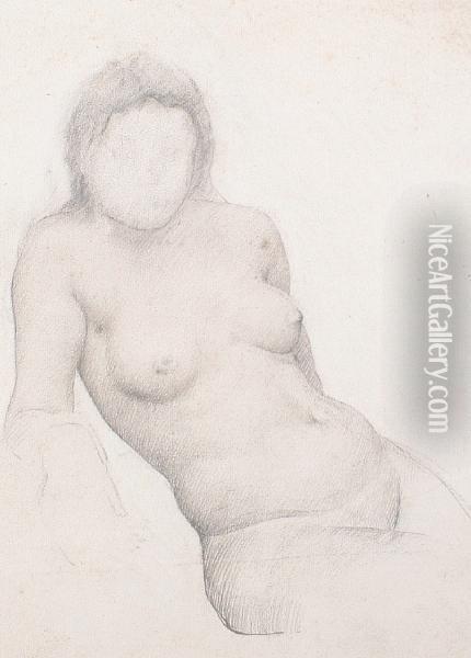 Study Of A Female Nude Oil Painting - Thomas Cooper Gotch