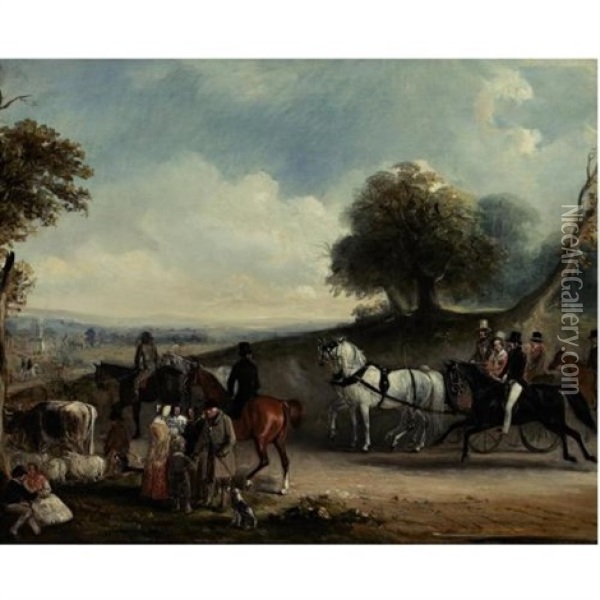 Going To Market In Melton Mowbray Oil Painting - John Ferneley Jr.