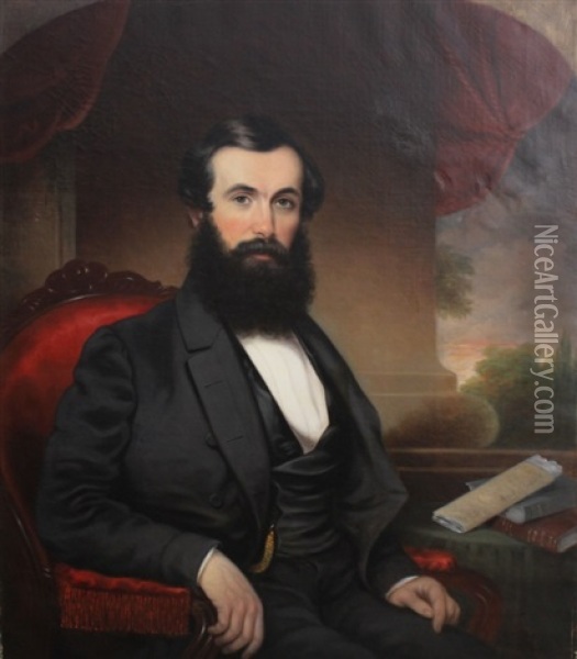 Portrait Of Lajos Kossuth Oil Painting - Miklos Barabas
