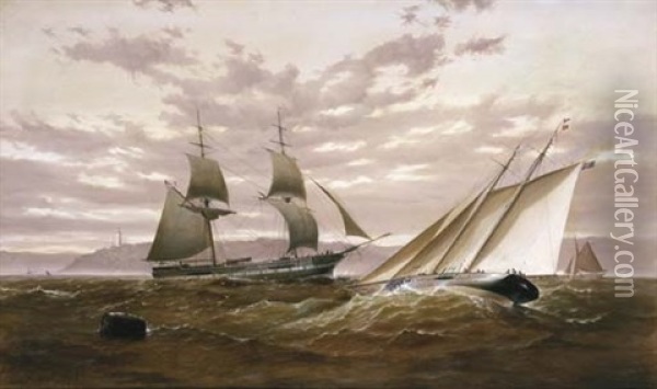 Top Sail Schooner And Sailing Yacht Oil Painting - James Haughton Forrest