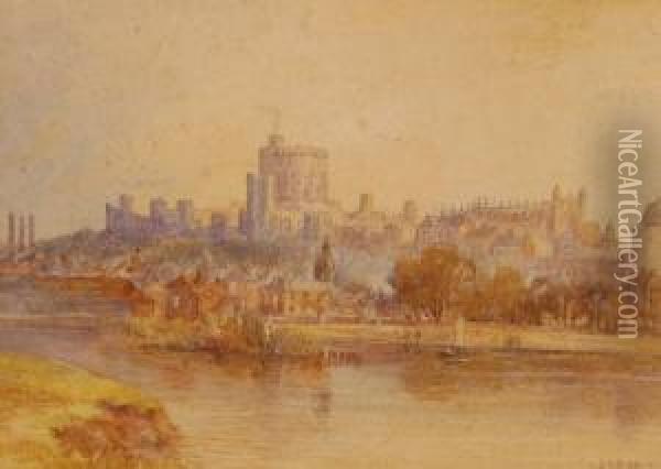 Windsor Castle From The Thames Oil Painting - Alfred Young Nutt