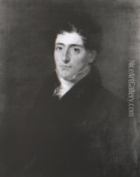 Portrait Of A Gentleman Wearing A Black Coat And White Stock Oil Painting - Thomas Lawrence