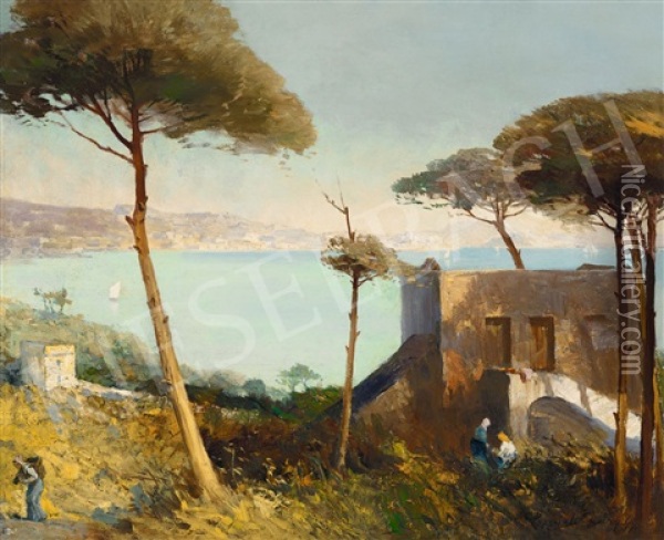 View To Pozzuoli Oil Painting - Gyula Hary