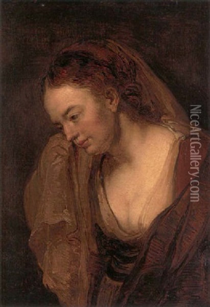 Portrait Of A Young Woman Wiping Her Tears Oil Painting -  Rembrandt van Rijn