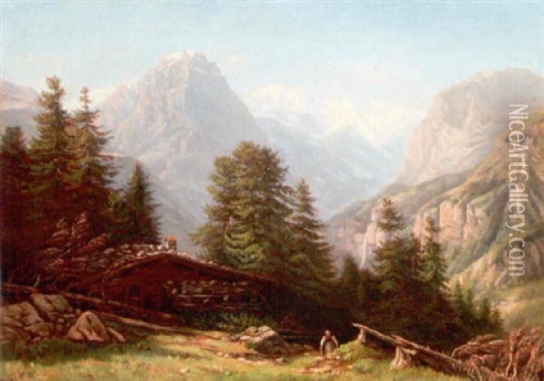 Glarnier Alpen Ob Linthal Oil Painting - Jean Philippe George-Julliard