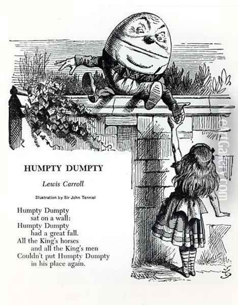 Humpty Dumpty, illustration for the nursery rhyme by Lewis Carroll 1832-98 Oil Painting - John Tenniel