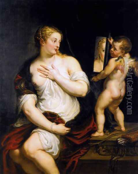 Venus at her Toilet c. 1608 Oil Painting - Peter Paul Rubens
