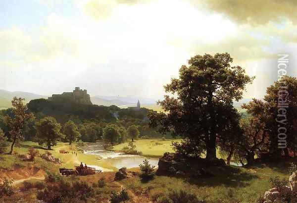 Day's Beginning Oil Painting - Albert Bierstadt