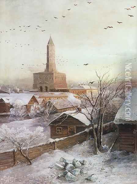 Sukharev Tower (1872) (2) Oil Painting - Alexei Kondratyevich Savrasov