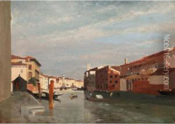 Gondolas On The Grand Canal, Venice Oil Painting - Jean Baptiste van Moer