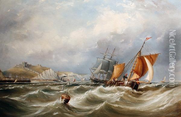 Shipping Off A Coast Oil Painting - Ebenezer Colls
