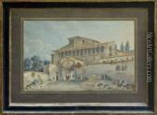 L'eglise Sainte Saba A Rome. Oil Painting - Victor-Jean Nicolle