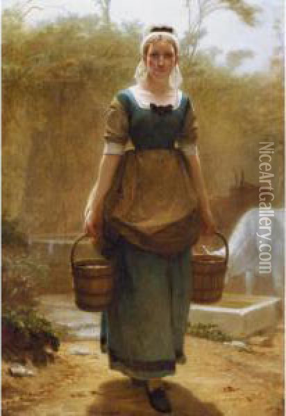 Return From The Well Oil Painting - Charles E. Perugini