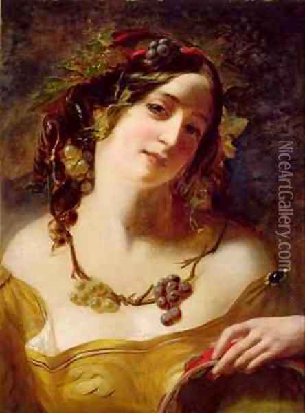 A Bacchante Oil Painting - William Etty