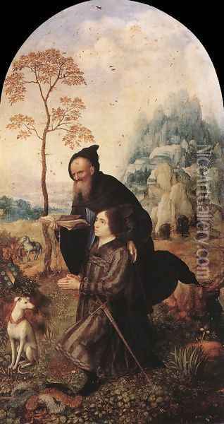 St Anthony with a Donor 1508 Oil Painting - Jan Mabuse