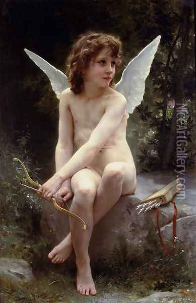 Amour a l'affut (Love on the Look Out) Oil Painting - William-Adolphe Bouguereau