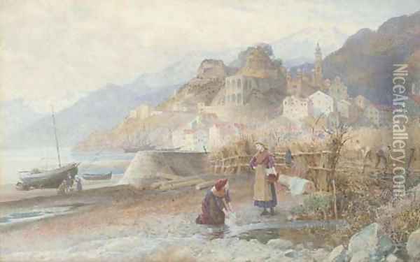 Washerwomen on the Italian coast Oil Painting - Charles Gregory