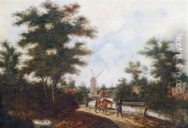 Reisende In Einer Hollandischen Flusslandschaft Oil Painting - Pieter Jansz van Asch