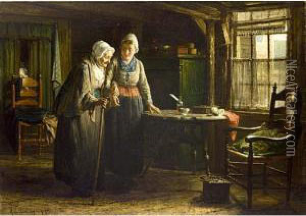 Grandmother's Visit Oil Painting - Hendrik Valkenburg