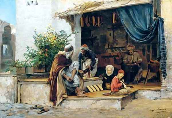 The shoe shop Oil Painting - Eugene-Alexis Girardet