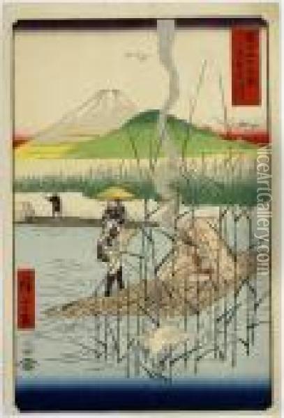 Sagami River, From The Series Fuji Sanjurokkei Oil Painting - Utagawa or Ando Hiroshige