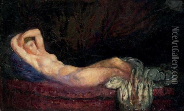 Femme Nue Allongee Oil Painting - Michel Simonidy