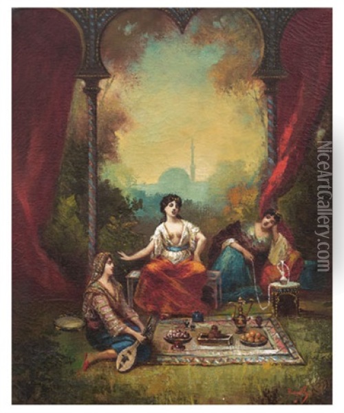 Piknik Oil Painting - Frederic Borgella