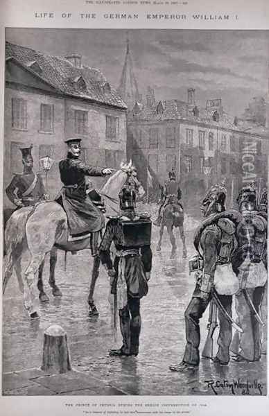 The Prince of Prussia During the Berlin Insurrection of 1848, from The Illustrated London News, 19th March 1887 Oil Painting - Richard Caton Woodville