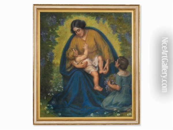 Mother And Child Oil Painting - Hans Christiansen