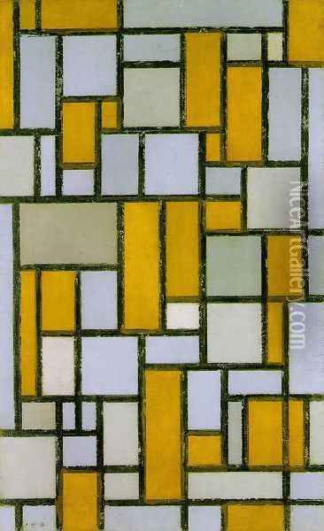 Composition with Gray and Light Brown Oil Painting - Piet Cornelis Mondrian