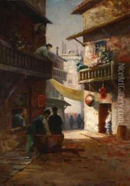 San Francisco- Chinatown Oil Painting - Arthur William Best