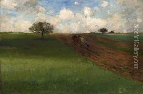 Tilling The Field Oil Painting - Dwight William Tryon