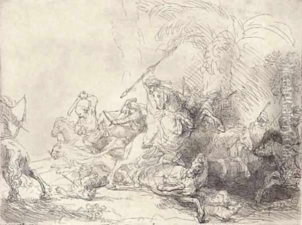 The Large Lion Hunt Oil Painting - Rembrandt Van Rijn