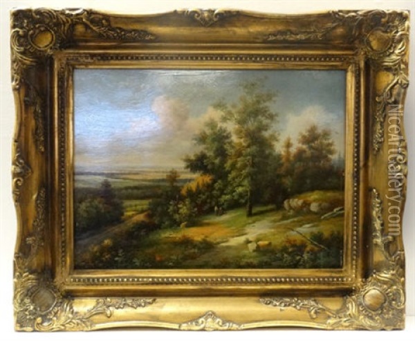 Romantic Landscape Oil Painting - Karl (Charles) Ross
