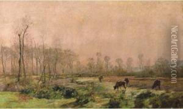 Vaches S'abreuvant Oil Painting - Charles Joseph Beauverie