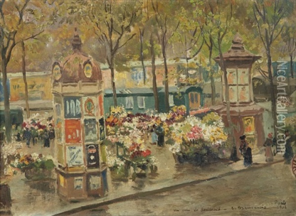 Les Boulevards A Paris Oil Painting - Carlo Brancaccio