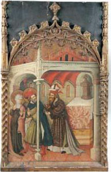 Joachim Et Anne Expulses Du Temple Oil Painting - Blasco De Granen