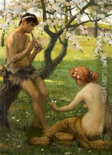 The Song Of Spring Oil Painting - Oskar Heller