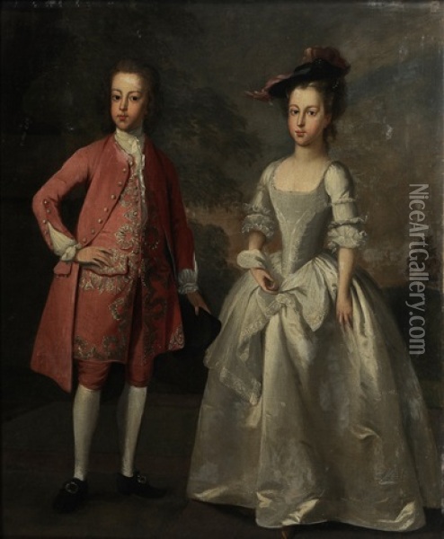 Portrait Of Gerald And Penelope Quinn, Oil Painting - Francis Hayman