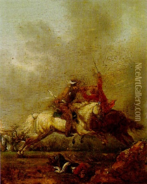 Battle Scene Oil Painting - Aelbert Cuyp