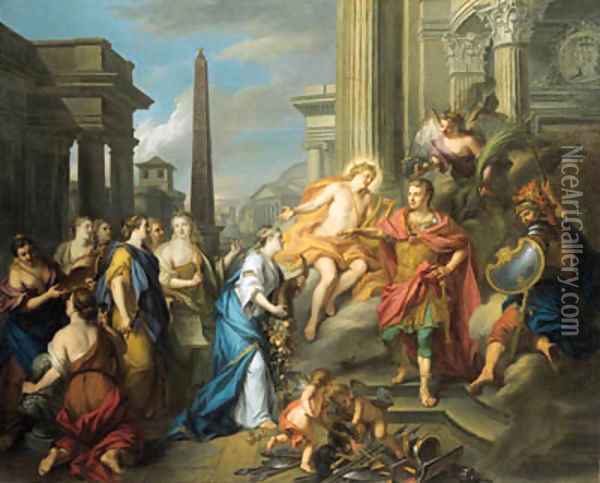 Augustus closing the Temple of Janus Oil Painting - Louis de Silvestre