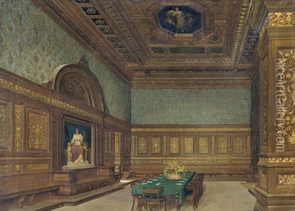 Der Prasidenten-saal Im Stockholmer Schloss Oil Painting - Josef Theodor Hansen