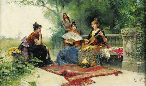 A Musical Interlude Oil Painting - Juan Gimenez y Martin