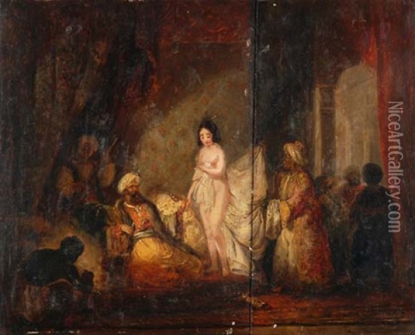 Orientalischer Frauenmarkt Oil Painting - Albert (Albrecht) Dillens
