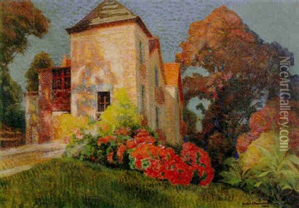 Maison Fleurie Oil Painting - Victor Charreton