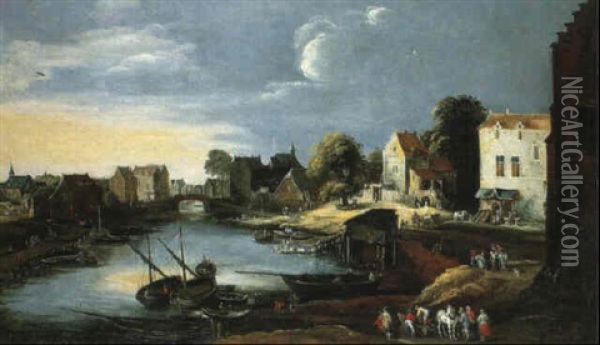 Vue D'un Village Oil Painting - Philips de Momper the Elder