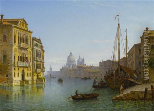 The Grand Canal With View Over Santa Maria Della Salute Oil Painting - Carl Morgenstern