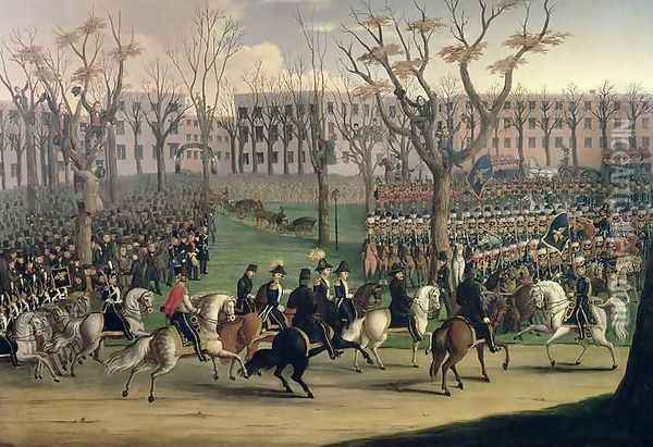 The Reception of General Louis Kossuth in New York City, 6th December 1851 Oil Painting - E. Percel